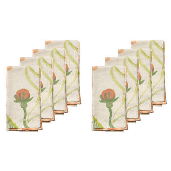 2x 4pc Ecology Hand-Painted Midsummer Cotton/Linen Napkins 180gsm 45x45cm