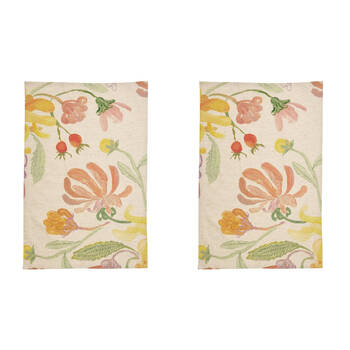 2PK Ecology Hand-Painted Midsummer Cotton/Linen Tea Towel 180gsm Multi-Coloured