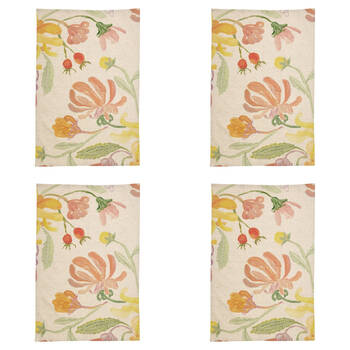 4PK Ecology Hand-Painted Midsummer Cotton/Linen Tea Towel 180gsm Multi-Coloured
