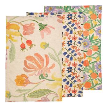 3pc Ecology Midsummer Cotton/Linen Tea Towels 180gsm All Seasons Prints