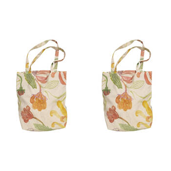 2PK Ecology Midsummer Floral Cotton Shoulder Shopping Tote Bag