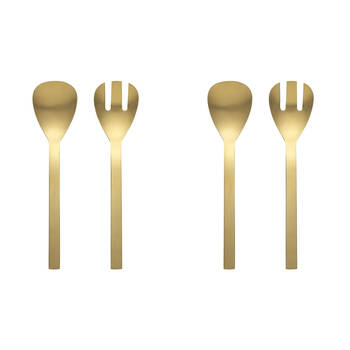 2x 2pc Ecology Forge Stainless Steel Kitchen Salad Servers Set Matte Gold