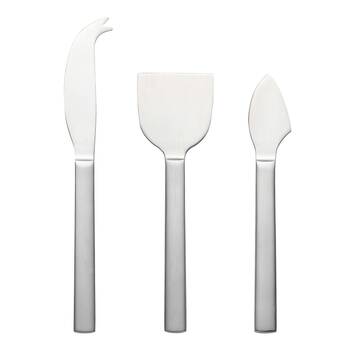 3pc Ecology Forge Stainless Steel Cheese Serving Knives Brushed Silver