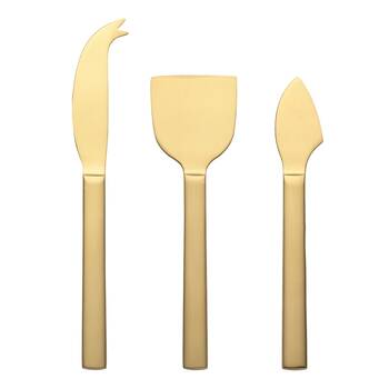 3pc Ecology Forge Stainless Steel Cheese Kitchen Serving Knives Matte Gold