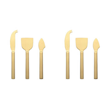 2x 3pc Ecology Forge Stainless Steel Cheese Kitchen Serving Knives Matte Gold