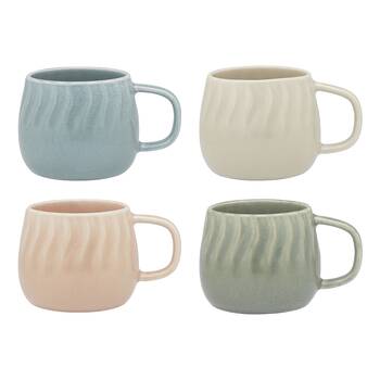 4pc Ecology Porcelain Glaze Ritual Mugs 380ml Birch, Midday, Meadow, Pink Salt