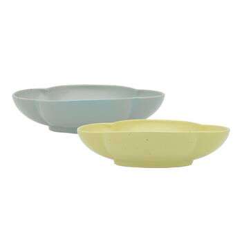 2pc Ecology Matte Glaze Porcelain Bloom Oval Dip Bowls 12 x16cm Midday, Ginko