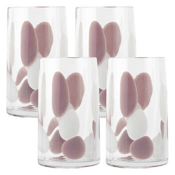 4pc Ecology Camille Hi Ball Soda Lime Glass Tumblers Drinking Cups 420ml Blush