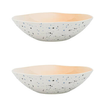 2PK Ecology High Gloss Glaze Stoneware Dusk Round Serving Bowl 22cm Pink