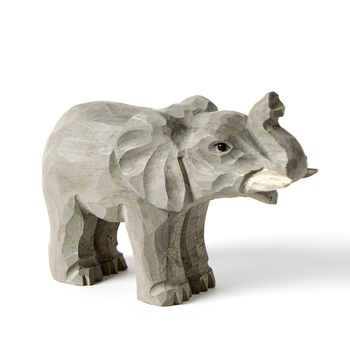 Nordic Kids Birch Wood Elephant Figurine Grey 11cm