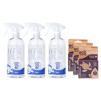 3x Eco-Cleaning Turtles Bathroom Spray Bottle & Tablet