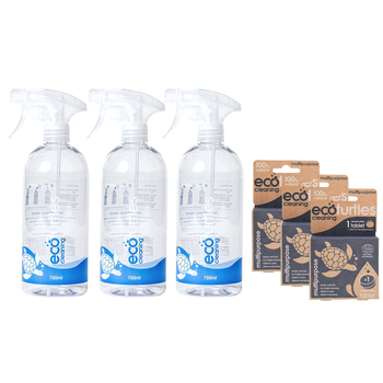 3x Eco-Cleaning Turtles Multipurpose Spray Bottle & Tablet