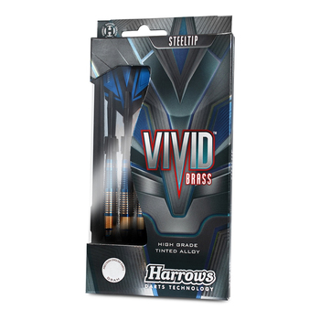 Harrows Vivid Brass Tinted Alloy 23g Steel Tip Darts Blue