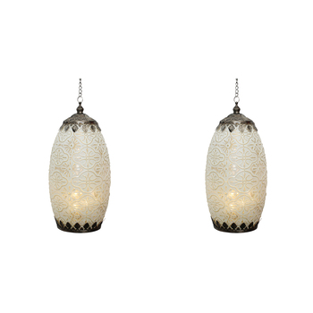 2PK LVD Lantern LED Tall Decorative Lighting Home Decor White
