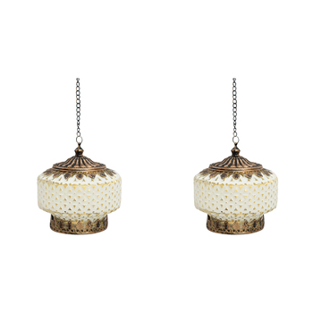 2PK LVD Lantern LED Squat Decorative Lighting Home Decor White