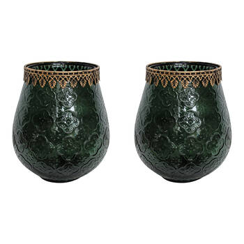 2PK LVD Glass Votive Foil Candle Holder Home Decor XL Forest