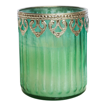 LVD Glass/Wax/Metal 11.5cm Scented Tealight Candle Barly Lagoon - Green