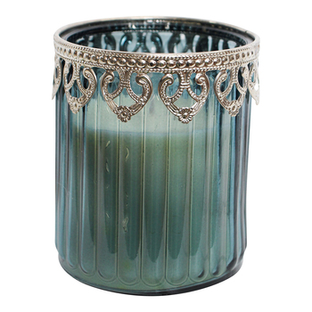 LVD Glass/Wax/Metal 11.5cm Scented Tealight Candle Barly Lake - Blue