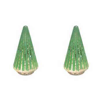 2PK LVD Glass/Metal Lantern LED Tree 19.5cm Christmas Decor - Spearmint