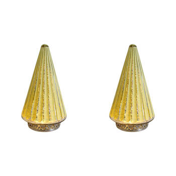 2PK LVD Glass/Metal Lantern LED Tree 19.5cm Christmas Decor - Lemonade