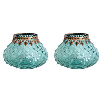 2PK LVD Glass Votive Candle Holder Home Decor 13cm Moroc Shimmer