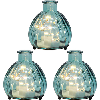3PK LVD Lantern LED Midi Shimmer Decorative Lighting 9.5cm Home Decor