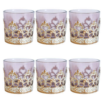 6PK LVD Glass Votive Cup Candle Holder Home Decor 5.5cm Mauve