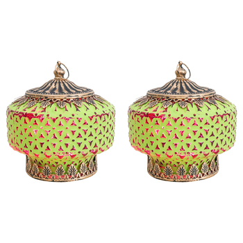 2PK LVD Lantern LED Squat Midori Decorative Lighting 14cm Home Decor