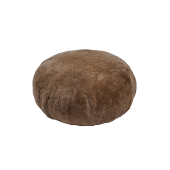 Auskin Shorn Sheepskin Pouffe Leather Base 60cm - Butterscotch