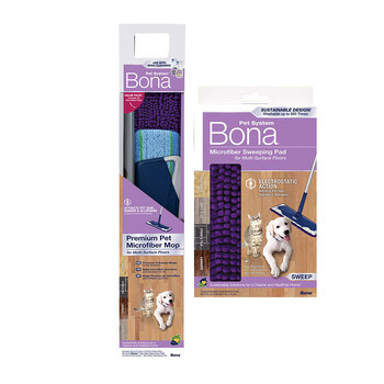 Bona Pet Premium Microfibre Deep Clean Mop W/Replacement Sweeping Pad