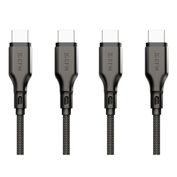 2PK EFM Essential 1m USB-C Male Braided Power Cable Cord For Samsung S23+ Black