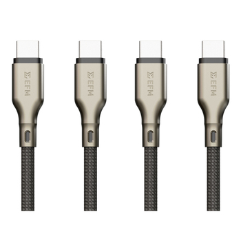2PK EFM Pro Power 1m Male USB-C Data Cable For Samsung S23+ - Black
