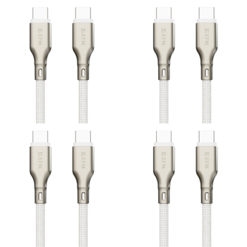4PK EFM Pro Power 1m Male USB-C Data Cable For Samsung S23+ - White