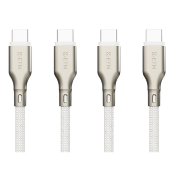 2PK EFM Pro Power 2m Male USB-C Data Cable For Samsung S23+ - White