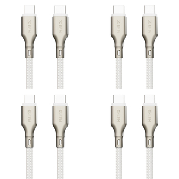 4PK EFM Pro Power 2m Male USB-C Data Cable For Samsung S23+ - White