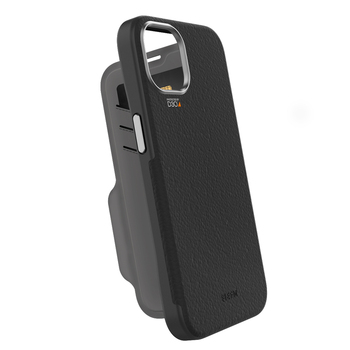 EFM Monaco Leather Wallet Case Armour w/ D3O 5G Signal Plus For iPhone 13 (6.1") - Black/Space Grey