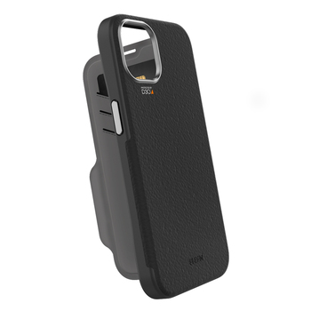 EFM Monaco Leather Wallet Case Armour w/ D3O 5G Signal Plus For iPhone 13 Pro Max (6.7") - Black/Space Grey