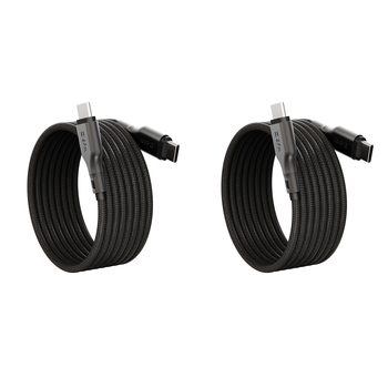 2PK EFM Mag-Coil 2m Male USB-C Cable For Samsung S23+ Black