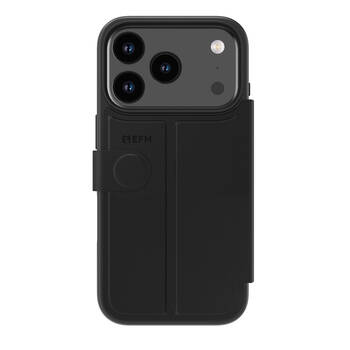 EFM Venice Leather Wallet Phone Case For iPhone 17 Pro 6.3in Black