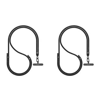 2PK EFM Go Crossbody Hands-Free Universal Mobile Phone Lanyard Holder Black