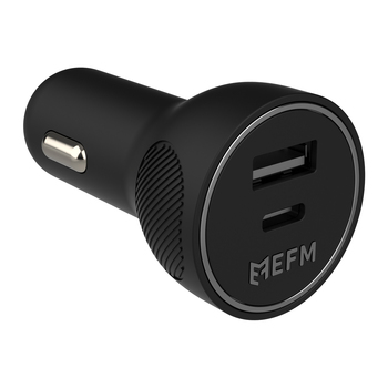 EFM 30W Dual Port Car Charger/Adapter w/ PD/PPS - Black