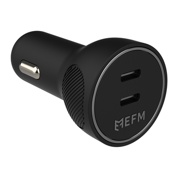 EFM 60W Dual Type-C Port Car Charger w/ PD/PPS - Black