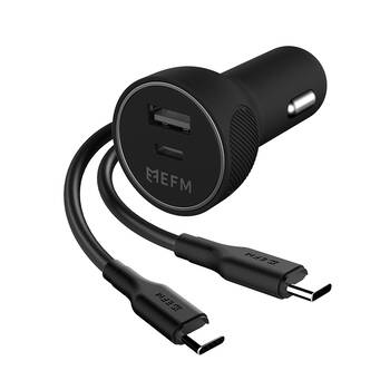 EFM 57W Dual Port Car Charger With Type C to Type C Cable Black