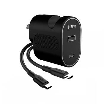 EFM 30W Dual Port Wall Charger With Type C to Type C Cable 1M Black