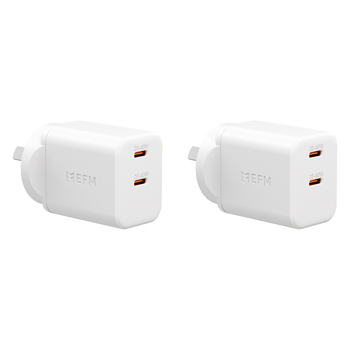 2PK EFM Eco 40W Dual Port Mobile Phone Wall Charger - White