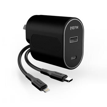 EFM 60W Dual Port Wall Charger With Type C to Lightning Cable 1M Black
