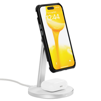 EFM Qi2 15W Duo Wireless Mobile Phone Charge Stand - White
