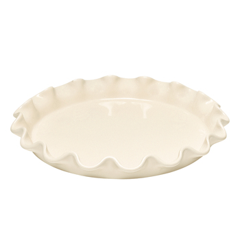 Emile Henry 33cm Ceramic Ruffled Tart Dish Clay White