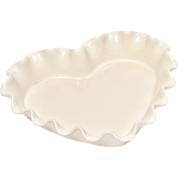 Emile Henry 33cm Ceramic Ruffled Heart Dish Clay White