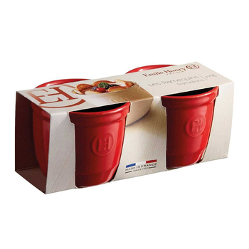 2pc Emile Henry 8cm Ceramic Ramekin Set Dessert Dish Burgundy